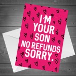 Mum Mothers Day Card Funny Mum Birthday Card Mum Card From Son