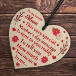 Mothers Day Plaque Gifts For Mum Wooden Heart Keepsake Gift