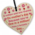 Mothers Day Million Thanks Wooden Heart Gift For Mum