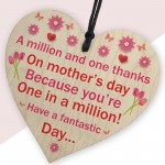 Mothers Day Million Thanks Wooden Heart Gift For Mum