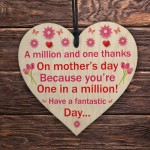 Mothers Day Million Thanks Wooden Heart Gift For Mum