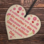 Mothers Day Million Thanks Wooden Heart Gift For Mum