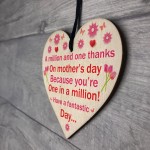 Mothers Day Million Thanks Wooden Heart Gift For Mum