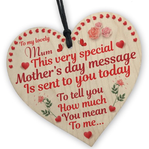 Mothers Day Wooden Heart Gift For Mum Love Message Gift