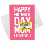 Mum Mothers Day Card Funny Mothers Day Card Funny Card Reduced