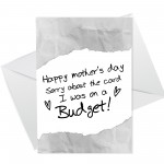 Funny Mothers Day Card On A Budget Joke Humour Card For Mum