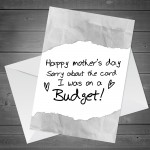 Funny Mothers Day Card On A Budget Joke Humour Card For Mum