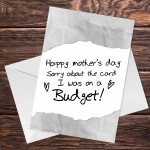 Funny Mothers Day Card On A Budget Joke Humour Card For Mum