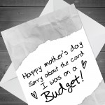 Funny Mothers Day Card On A Budget Joke Humour Card For Mum