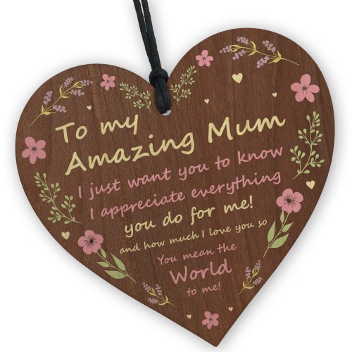 Mothers Day Gifts Present For Mum Handmade Wood Heart Thank You