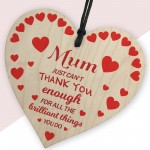 Mothers Day Gift For Mum Thank You Gift Message Wooden Heart