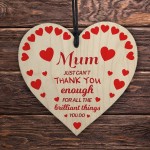 Mothers Day Gift For Mum Thank You Gift Message Wooden Heart