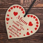 Mothers Day Gift For Mum Thank You Gift Message Wooden Heart