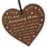 Present For Mum Mothers Day Gifts Handmade Wood Heart Thank You