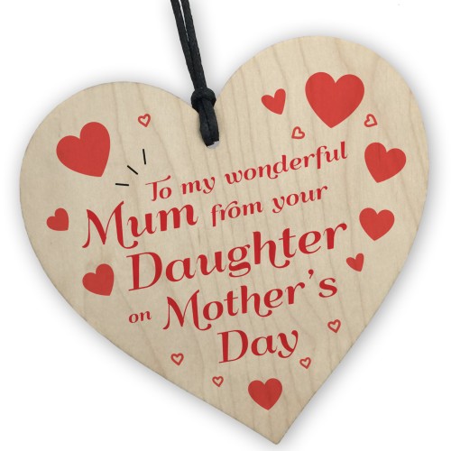 Mothers Day Gifts From Daughter Wooden Hanging Heart Keepsake