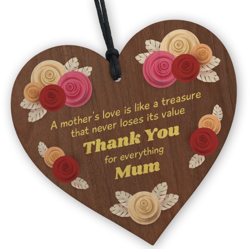 Thank You For Everything Mum Gift Wood Heart Mum Plaque