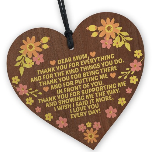 Mum Gifts Wooden Heart Poem Mothers Day Gift Birthday Gift Ideas