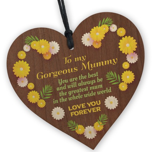 Gift For Mummy Birthday Mothers Day Wood Heart Sign Gorgeous Mum