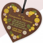 Gift For Mummy Birthday Mothers Day Wood Heart Sign Gorgeous Mum