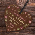 Sister Gifts BEST FRIEND PLaque Wooden Hanging Heart Birthday