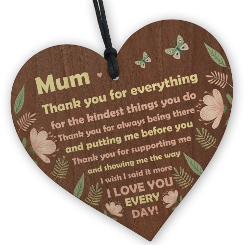 THANK YOU Gift For Mum Birthday Mothers Day Shabby Chic Heart