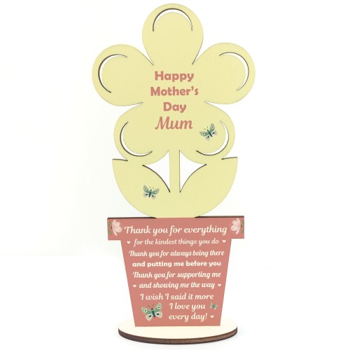 Thank You For Everything Mum Gift For Mothers Day Wood Flower