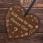 Will You Be My Flower Girl Wooden Hanging Heart Wedding Day Gift