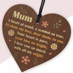 Wooden Heart Plaque Ornament for Mum Unique Gift Mothers Day