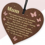 Hanging Wooden Heart Gift For Mum On Mothers Day Birthday Poem