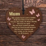 Hanging Wooden Heart Gift For Mum On Mothers Day Birthday Poem