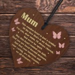 Hanging Wooden Heart Gift For Mum On Mothers Day Birthday Poem