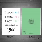 50th Birthday Card Fifty Joke Funny 50th Birthday Card For Women