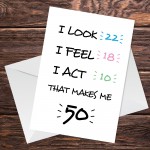 50th Birthday Card Fifty Joke Funny 50th Birthday Card For Women