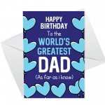 Funny Greeting Card for Dad Greatest Dad Birthday Card