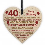 Funny 40th Birthday Gifts For Men Women Wood Heart 40th Card