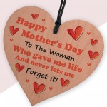 Mum Gift Handcrafted Wooden Heart Funny Mothers Day