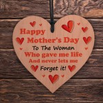 Mum Gift Handcrafted Wooden Heart Funny Mothers Day