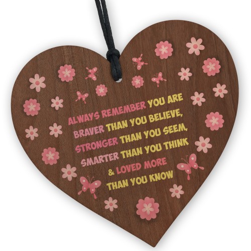 Braver Stronger Beautiful Wooden Heart Motivational Keepsake