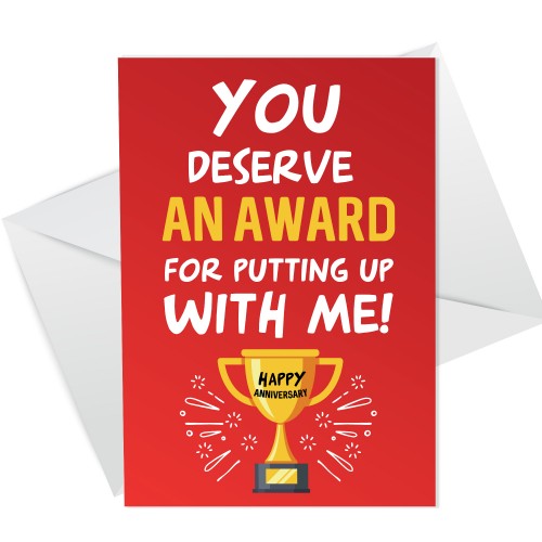 Anniversary Card Award Funny Greeting Card for Boyfriend Husband