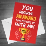 Anniversary Card Award Funny Greeting Card for Boyfriend Husband