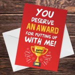 Anniversary Card Award Funny Greeting Card for Boyfriend Husband