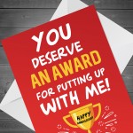 Anniversary Card Award Funny Greeting Card for Boyfriend Husband