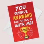 Anniversary Card Award Funny Greeting Card for Boyfriend Husband