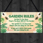 Garden Rules Funny Hanging Sign For Gardening Enthusiasts 