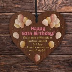 Unique Funny 50th Birthday Gifts for Women Wooden Heart