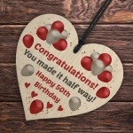 50th Birthday Wood Heart Sign HALF WAY Funny Birthday Gifts