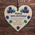 Unique Funny 50th Birthday Gifts for Men Wood Heart Dad Grandad