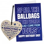 Funny Dad Birthday Gift Pack Wooden Heart And Card Gifts