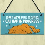 Cat Signs For Home PURR OCCUPIED Hanging Wall Door Sign Funny