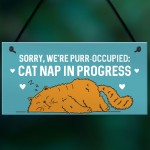 Cat Signs For Home PURR OCCUPIED Hanging Wall Door Sign Funny